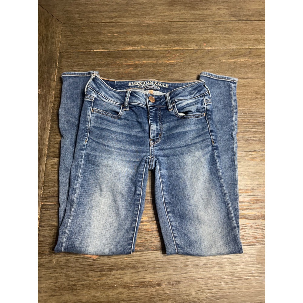 American Eagle Super Stretch Jegging Medium Wash Blue Denim Jeans Size 0 Regular